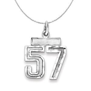 Silver, Varsity Collection, Small D/C Number 57 Necklace - 24 In